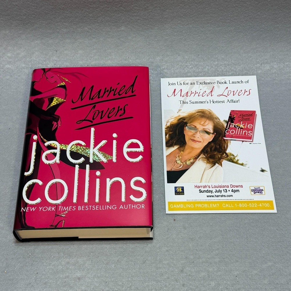 Signed Jackie Collins Married Lovers 2008 First Edition HC DJ Launch Event Flyer